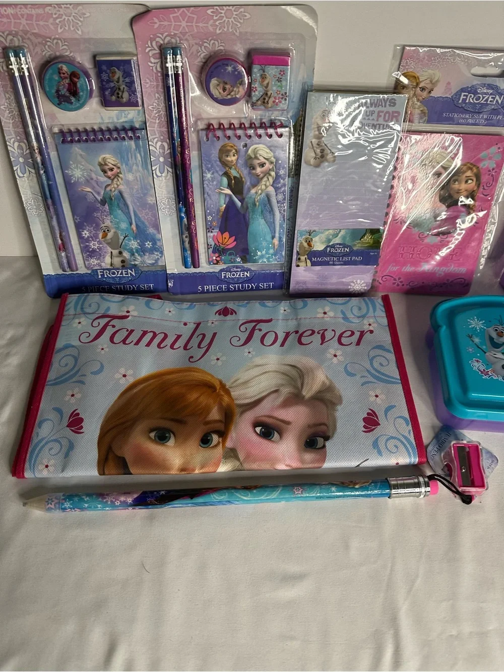 Disney Frozen Kids Stationery and Snack Set - Elsa & Anna - Blue/Purple